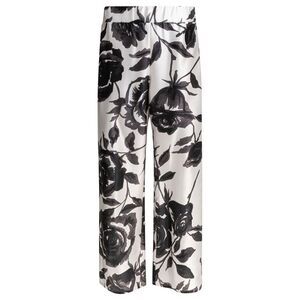 SLEEP NO MORE Black Floral Print Wide Leg Pajama Pants Women WHITE